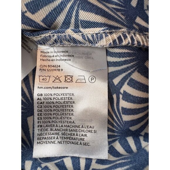 H&M Navy & White Geometric Print Long Sleeve Button-Up Shirt 2XL - Picture 9 of 9